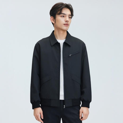 圣得西高级感提花罗纹夹克青年男2025春秋新款时尚工装飞行外套 商品图1