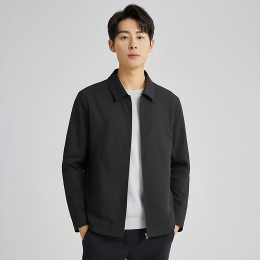 圣得西简约百搭翻领夹克青年男2025春秋新款韩系拉链式开衫外套 商品图2