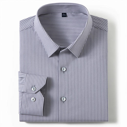 【含蚕丝】罗蒙男士春款长袖细条纹休闲舒适挺括衬衫通勤休闲上班男衬衣 商品图1