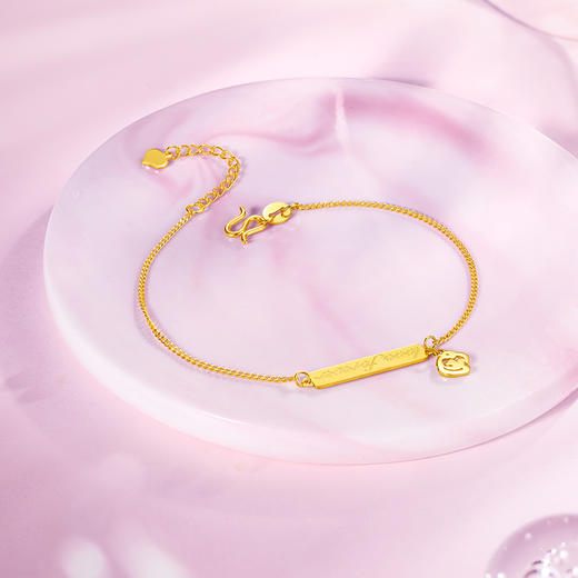 周六福5G足金计价手链玫瑰LOVE FOREVER女款首饰情人节礼 商品图4