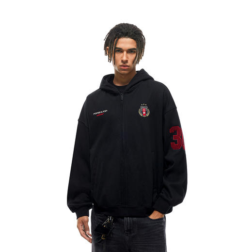 FDR官方店 03印花开衫加绒连帽卫衣外套男女春季美式情侣装上衣 商品图3