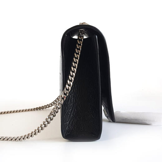 【95新】YSL圣罗兰KATE流苏354119中号黑银鳄鱼纹压花流苏链条单肩斜挎包女士现售价：6180！100225NJS09 商品图2