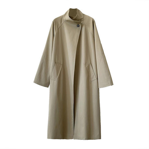 雀说新款韩版大翻领长袖设计感收腰中长款风衣外套AL7722 商品图4