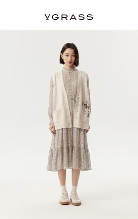 VGRASS维格娜丝25年春季新款羊毛混纺马甲