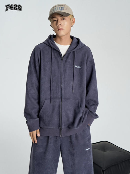 F426* 纯元，拉链外套+裤子 男女同款，麂皮绒休闲套装～ 商品图5