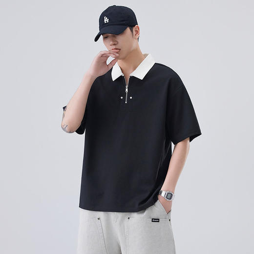 夏季新款时尚潮撞色翻领POLO衫男宽松休闲男士短袖上衣服   AY-D3610【AY-3610】 商品图1