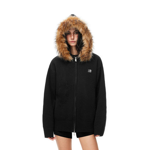 FDR官方店 可拆卸毛领开衫毛衣外套男女秋冬季美式情侣连帽针织衫 商品图1