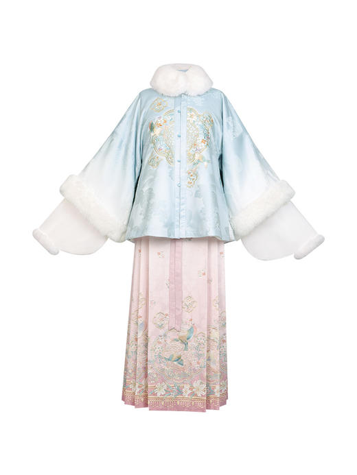 【重回汉唐莺啼声声】圆领对襟袄围脖马面裙套装明制汉服女款秋冬 商品图4