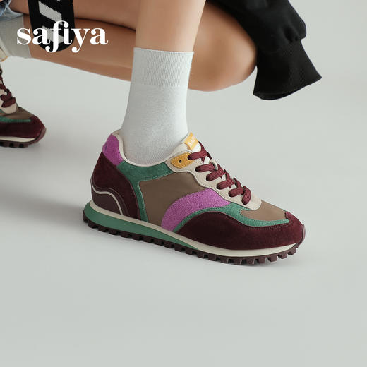 预售10天|Safiya/索菲娅2025复古百搭拼色透气轻便休闲运动阿甘鞋SFD1112073 商品图4