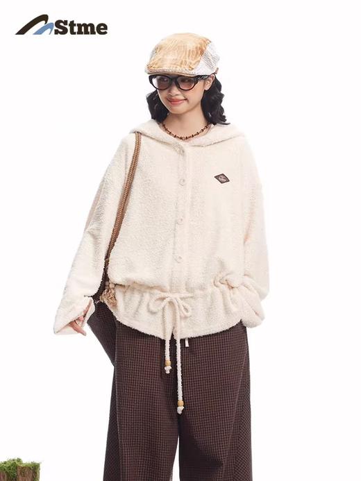 早乙女惠子saotome/STMWT251040/慵懒感下摆抽绳毛毛连帽开衫 商品图3