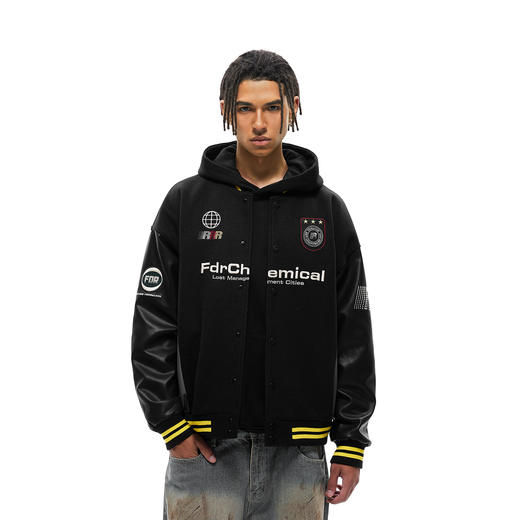 FDR官方店 徽章撞色棒球服外套男女秋冬季美式运动情侣装上衣夹克 商品图0