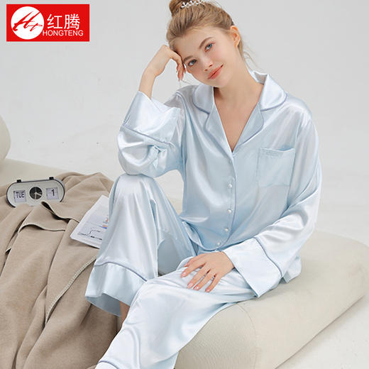 鹿好冰丝睡衣女秋季长袖长裤套装送闺蜜高级感礼盒装家居服可刺绣 商品图3