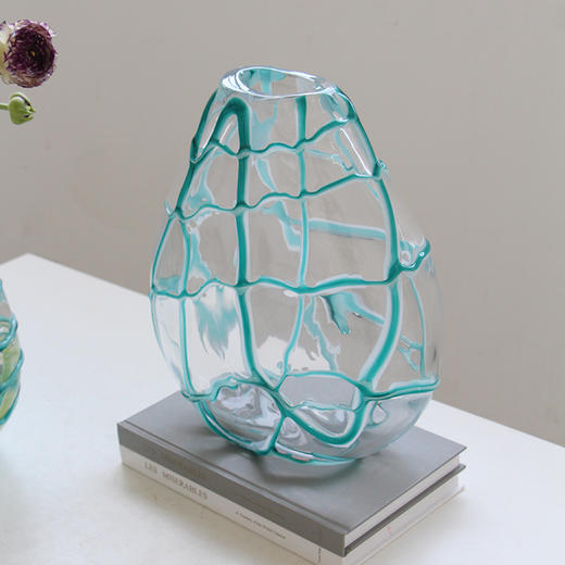 碧轩北欧手工缠丝彩色厚重琉璃花瓶创意桌面家居装饰几何直筒花瓶 商品图5