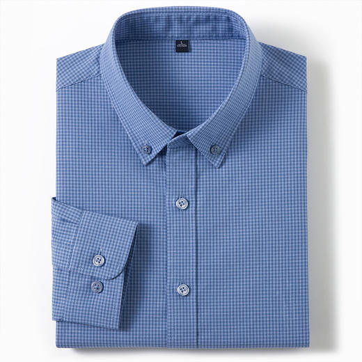 【100棉】罗蒙男士春秋款细格长袖衬衫舒适商务百搭翻领通勤男上班衬衣 商品图2