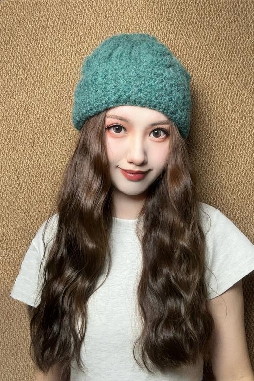 Say Something 冬季保暖麻花针织绿色帽子 21265 商品图1