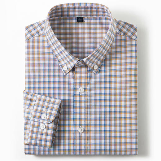 【100棉】罗蒙男士春款格纹长袖休闲衬衫简约舒适职场百搭通勤上班男衬衣 商品图1