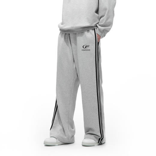 FDR 国潮美式月牙印花条纹休闲裤男女情侣宽松抽绳裤直筒长裤子 商品图1