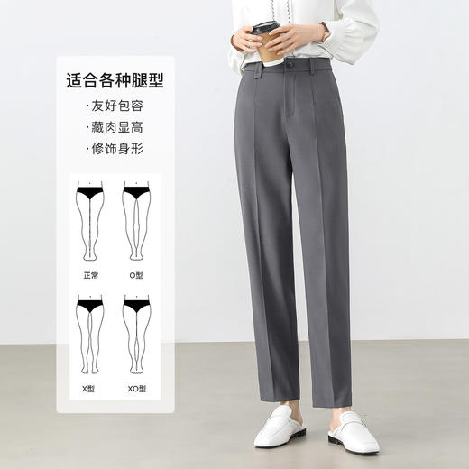 【内购】职场通勤商务洽谈面试梨型身材显瘦松紧高腰九分裤-151K57773 商品图2