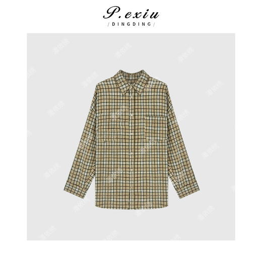 04-4潘依绣丁丁宠粉磨绒质感韩系减龄松弛感长袖衬衫 W-62639 商品图1