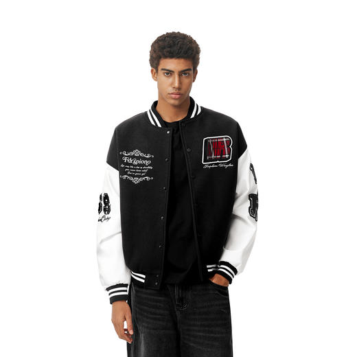 FDR官方店 美式复古R字魔术贴棒球服男女秋冬加厚情侣装夹克外套 商品图0