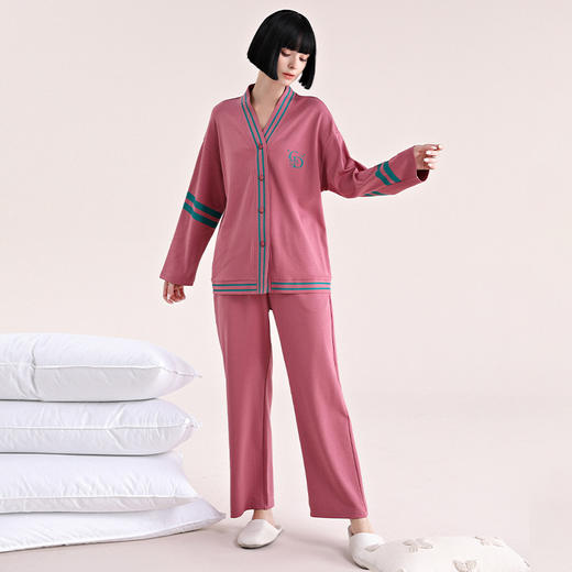 雀说长袖长裤睡衣女秋季纯棉卡通大码宽松休闲可外穿居家服套装AL 商品图7