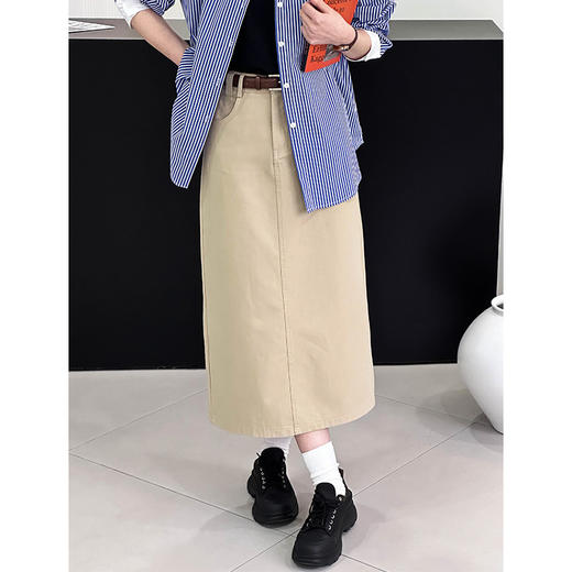 雀说高腰复古牛仔半裙女款直筒a字半身裙AL99053 商品图0