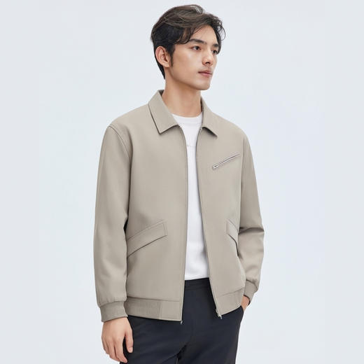 圣得西高级感提花罗纹夹克青年男2025春秋新款时尚工装飞行外套 商品图3