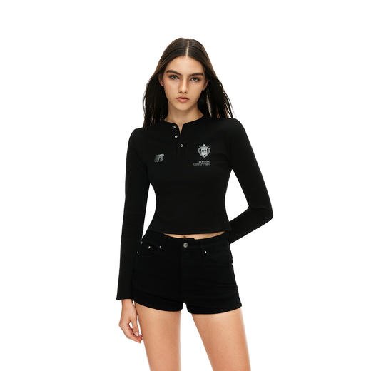 FDR官方店 徽章修身长袖T恤女秋季美式辣妹短款修身上衣 商品图2