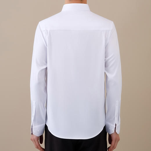 【含蚕丝】罗蒙春秋男士纯色长袖衬衫商务休闲通勤舒适经典百搭翻领男衬衣 商品图11
