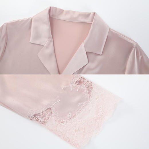【3F】安莉芳桑蚕丝小翻领睡衣女士蕾丝家居服套装EL00853 商品图4