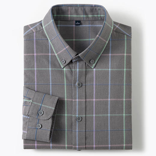 【莱赛尔棉】罗蒙春秋男士时尚百搭通勤格子衬衫舒适简约休闲上班男长袖衬衣 商品图3