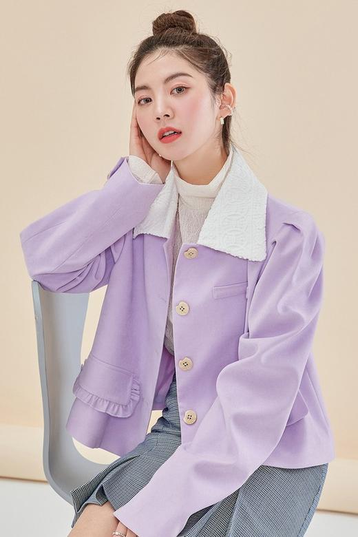 韩都衣舍/Handu Group 甜美翻领拼色泡泡袖短款外套 15320 商品图1