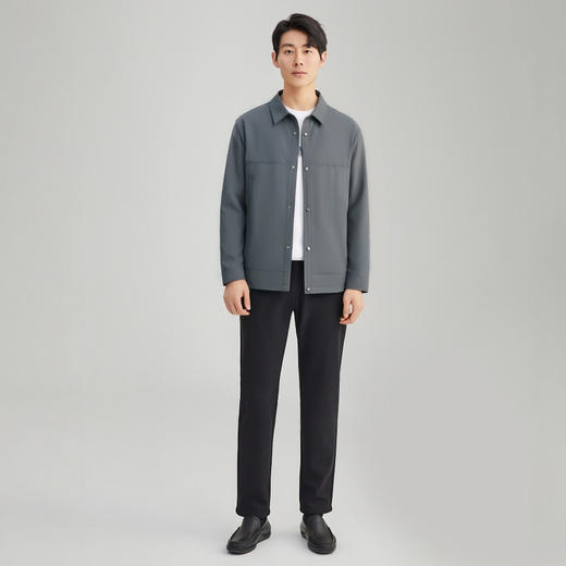 圣得西纯色百搭翻领夹克男2025春秋新款衬衫式休闲开衫外套上衣 商品图4