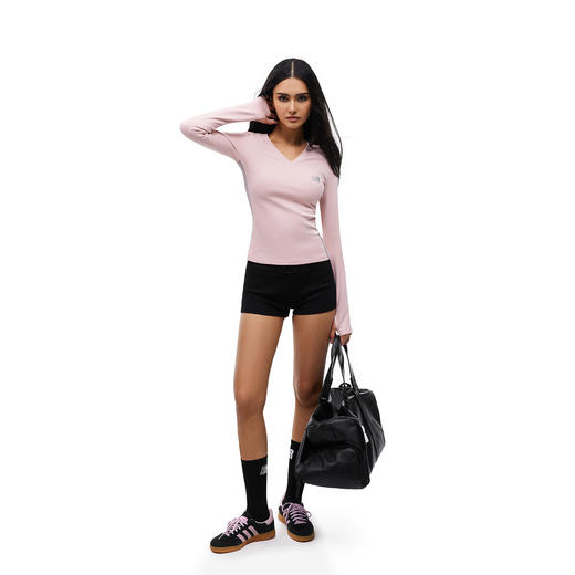 FDR官方店 R字V领织带辣妹运动长袖t恤女春季美式修身显瘦上衣女 商品图3