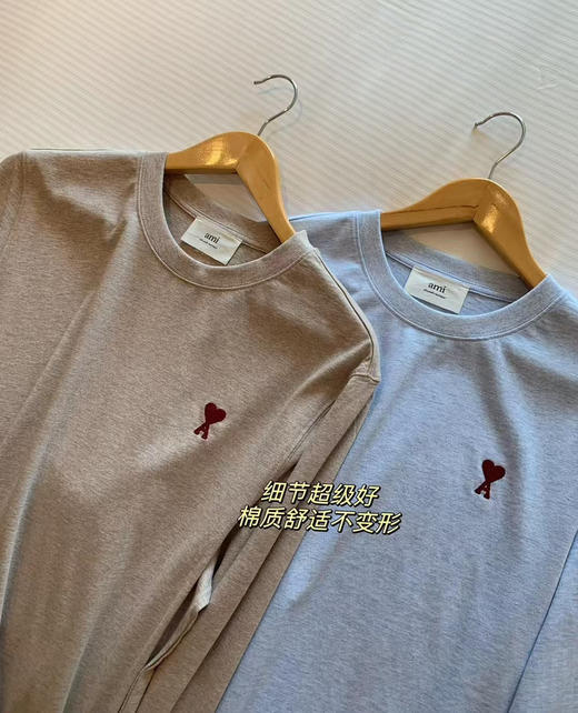 原单正品爱米AMI 爱心刺绣情侣款长袖，纯棉质地，面料很舒服，不易皱，平整有型。
两个色，尺码XS-XL 商品图4