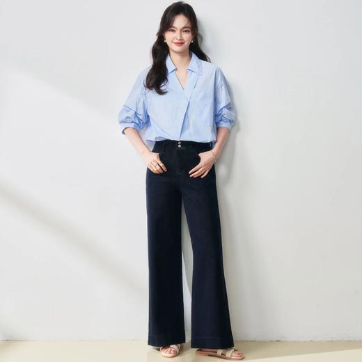 【高货sh】全新升级【铂金会员174/天猫229/差价55】(01225) 洛诗琳气质职场斜门襟V领套头五分袖衬衫通勤小众休闲上衣 商品图4