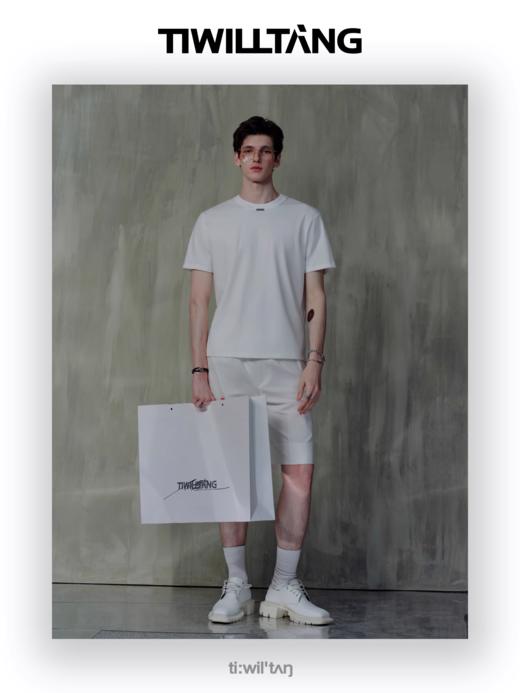 TIWILLTANG启世录“玄寂屿寰”蓝血新贵精奢细节控黑白纯棉T恤夏 商品图6