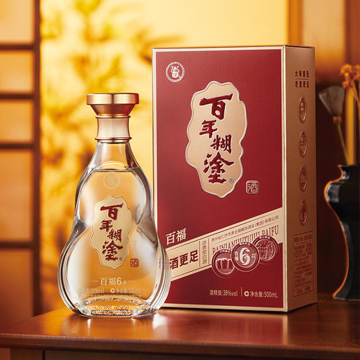 【限时赠送】【整箱38度】500ml百年糊涂百福6# 固态发酵 优级浓香老酒 38度 500mL*6瓶整箱 商品图3