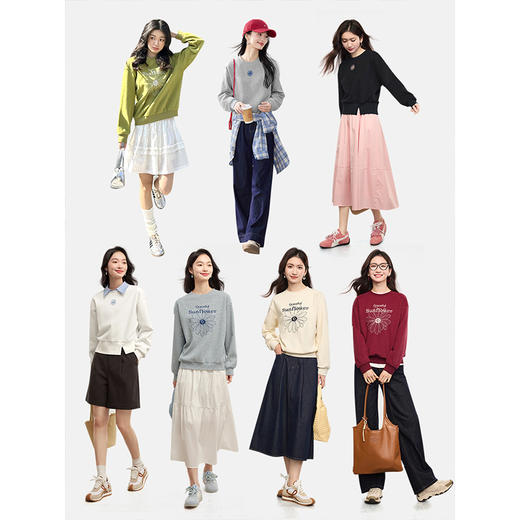 【周四狂欢价】熙世界小雏菊刺绣卫衣女慵懒风2025春秋新款休闲宽松圆领套头上衣 商品图2