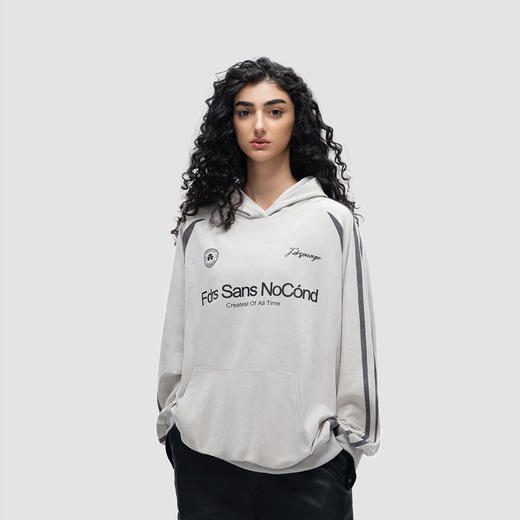 FDR原创国潮新款连帽麂皮拼接运动卫衣男女春秋高街情侣宽松上衣 商品图1