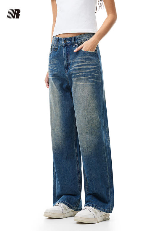 FDR官方店 低腰辣妹复古牛仔裤女秋季美式街头宽松直筒裤长裤子 商品图4