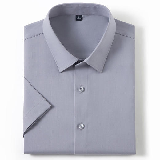 【含蚕丝】罗蒙春秋男士经典纯色短袖衬衫时尚百搭休闲简约通勤职业上班男衬衣 商品图4