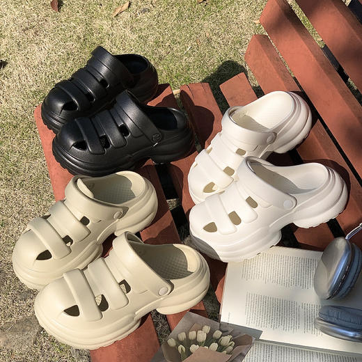 【特价39元】【36-40码】春夏新品时尚简约厚底复古外穿增高女士纯色凉拖鞋包头【WG25232】 商品图0