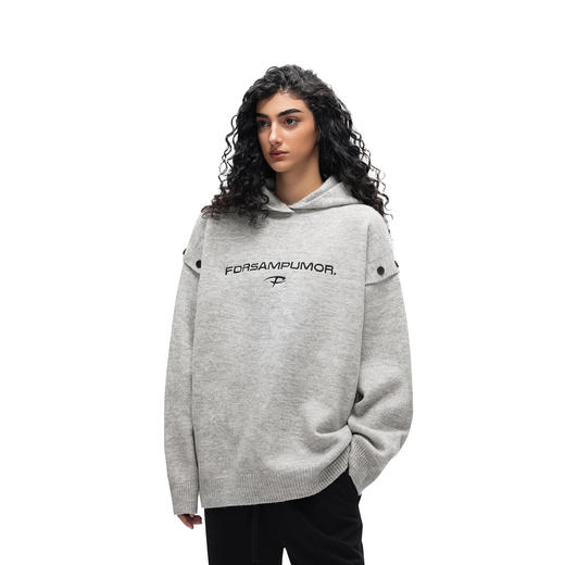 【陆思恒同款】FDR 肩部可开扣刺绣连帽毛衣男女秋冬季加厚针织衫 商品图3