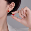 雀说新款轻奢精致银杏叶水晶耳钉秋冬百搭红色显白时尚高级感耳环耳饰AL0344 商品缩略图1