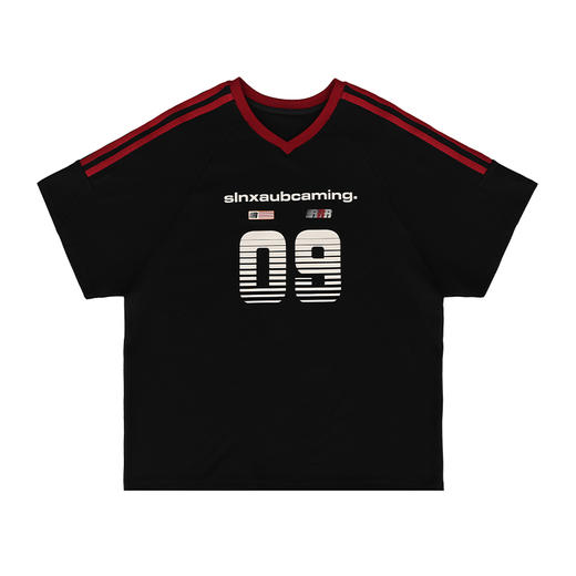 FDR官方店 09印花V领撞色短袖t恤男女夏季美式复古运动宽松上衣 商品图4