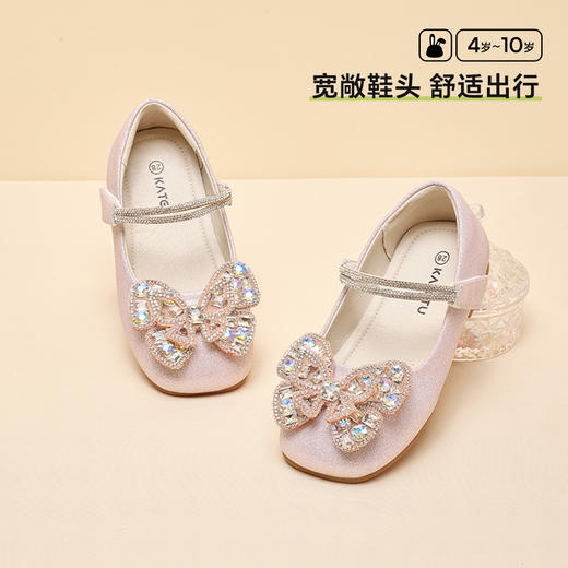 卡特兔女童小皮鞋公主鞋2025春季新款小女孩演出鞋水晶鞋软底单鞋 商品图1