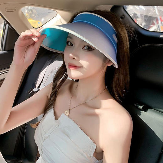 【空顶发箍渐变遮阳帽】夏季高颜值防晒帽，修饰脸型显脸小，空顶透气不闷汗，渐变可爱遮阳帽小香风uv防晒帽QQ 商品图3