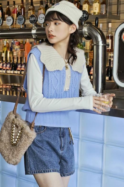 Stay2Weeks 甜美减龄撞色娃娃领针织背心上衣 15607 商品图2