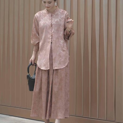 顺丰包邮洛诗琳99522新中式复古提花国风衬衫半裙两件套104 商品图2